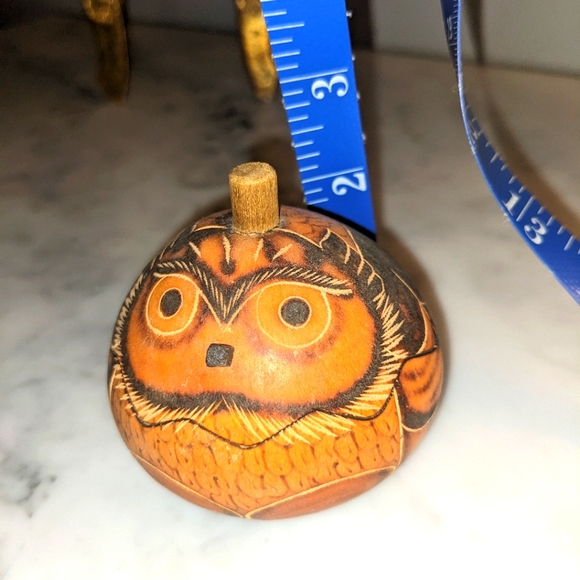 Lucuma Design Carved Gourd Art / Hand Carved Owl - Picture 13 of 14